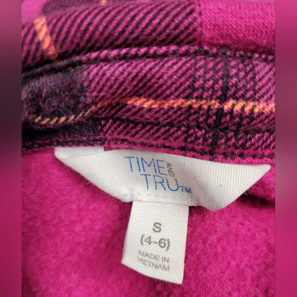 Time And Tru S 4-6 Flannel Shirt Top Long Sleeve Button Down Pockets Warm - Picture 4 of 5